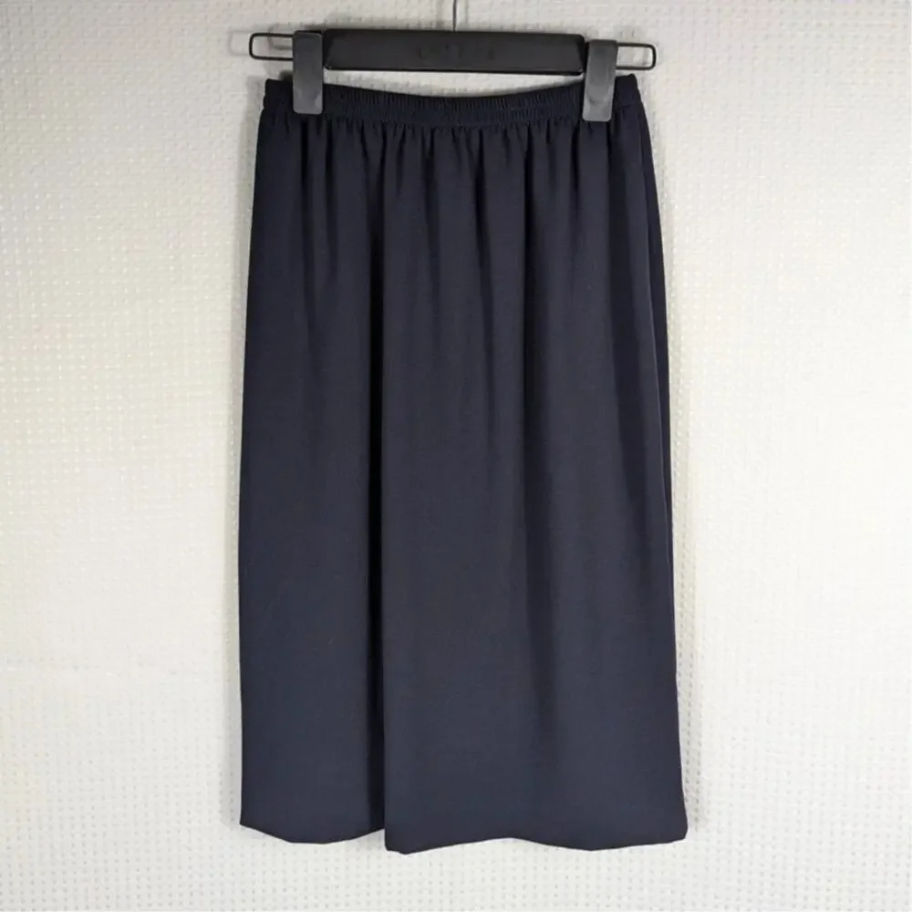 Leslie Fay Petite 6P Women's Navy Short Sleeve Skirt Suit Trim Button Front